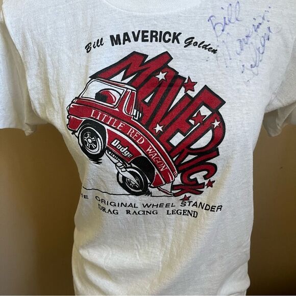 Vintage 80’s Screen Stars Signed Bill Maverick Golden Drag Racing Tee Sz Small - Picture 2 of 7